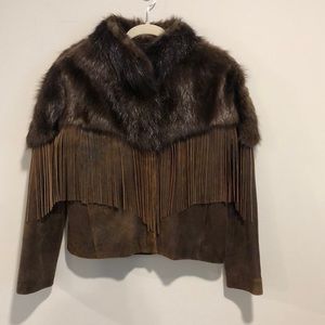 Damselle Dark Brown Genuine Leather & Fur Jacket